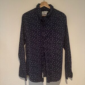 Goodfellow & Co Dark Blue Leaf Print Shirt